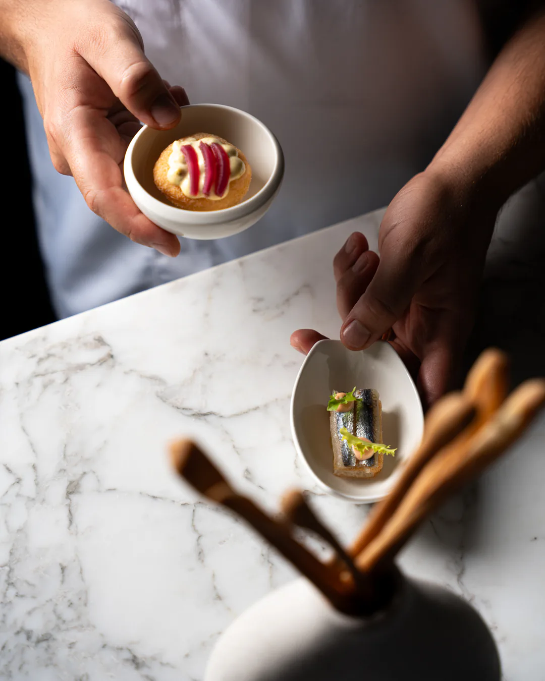 Gli amuse-bouche sul marmo